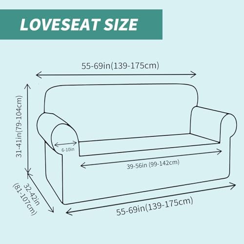 YEMYHOM Couch Cover Latest Jacquard Design High Stretch Sofa Covers for 2 Cushion Couch, Pet Dog Cat Proof Loveseat Slipcover Non Slip Magic Elastic Furniture Protector (Medium, Teal)