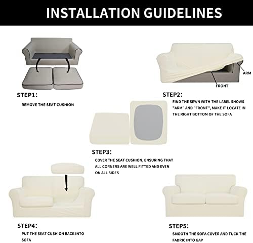 Easy-Going 3 Pieces Stretch Loveseat Couch Cover for 2 Cushion Washable