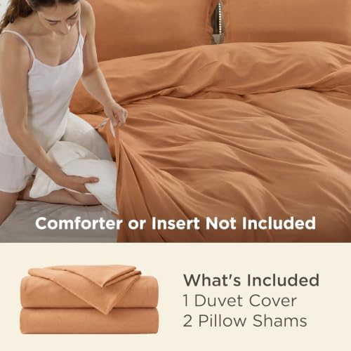 Bedsure Duvet Cover King Size, 3Pcs Soft Double Brushed Bedding Set, Orange