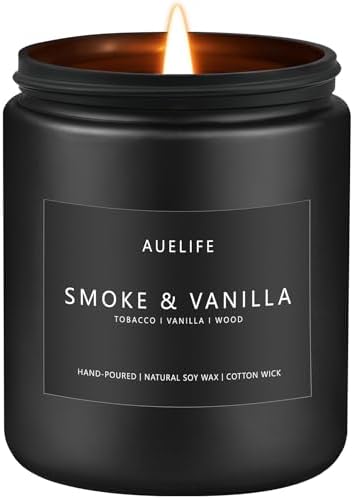 Auelife Smoke Vanilla Scented Candle, 7 oz Soy Candle for Men