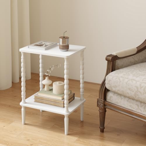 TUTOTAK Small End Table with Solid Wood Legs, Side Table Set of 2