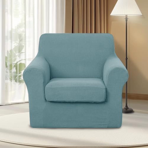 U-NICE HOME 2 Pieces Chair Covers Stretch Chair Slipcover, Light Blue