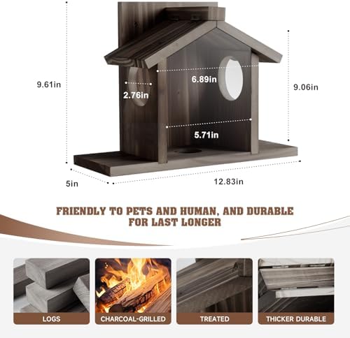 Gnodary Squirrel Feeders for Outside, Durable Squirrel House for Outdoor - Chipmunk Feeder, Squirrel Food for Backyard Squirrels Hold Corn, Corn Cob, Peanuts (Walnut Brown)