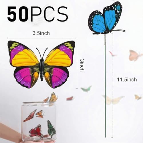 VGOODALL 50PCS Butterfly Garden Decorations, 11.5 Inch Plastic Butterfly