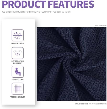 ZNSAYOTX Couch Covers for 3 or 4 Cushion Couch High Stretchy Spandex Pet Friendly Sofa Slipcover 1 Piece Non Slip Couch Covers Extra Large Furniture Protector (Navy Blue, XL Sofa)