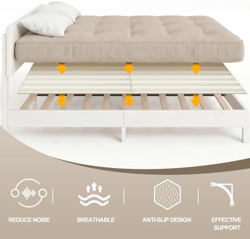 12mm King Size Vertical Bed Slats, 76 x 80'' Fabric Covered Bunkie Board King Size, Mattress Support Wooden Bunkie Board with Cover for Metal Frame Low Profile Beds Support, Platform Beds and Couch