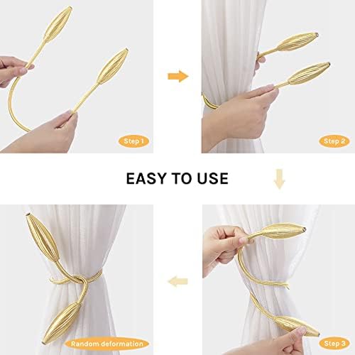 NICEEC 4 Pack DIY Curtain Tiebacks Clips Crystal Decorative Creative Twist Drape Tie Backs European Style Random Modelling Curtain Holdbacks for Home Kitchen Office Window Drapery (Light Gold)
