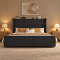 Queen Size Bed Frame with 59'' Tall Headboard with Readlight, Black