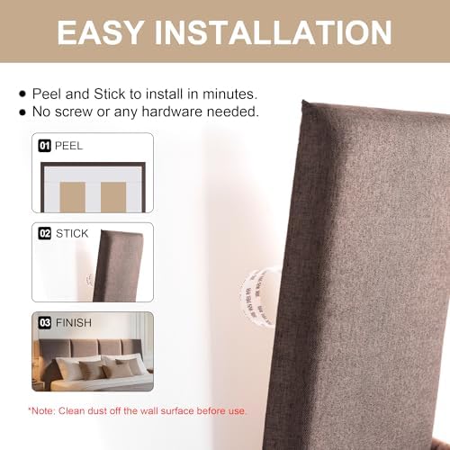Fromann Upholstered Wall Mounted Headboard for Queen/TXL/King Size Beds, Peel and Stick Headboard 23.6" x 11.8"/PC, Interior Wall Panels for Bedroom Study, Headboards Only (3, Coffee)