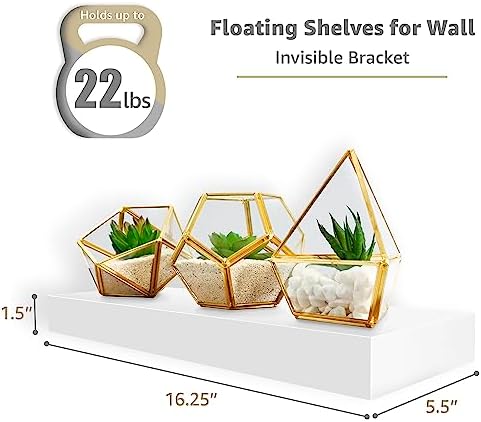 Sorbus 16 Inch Floating Shelves for Wall (2 Pack, White)