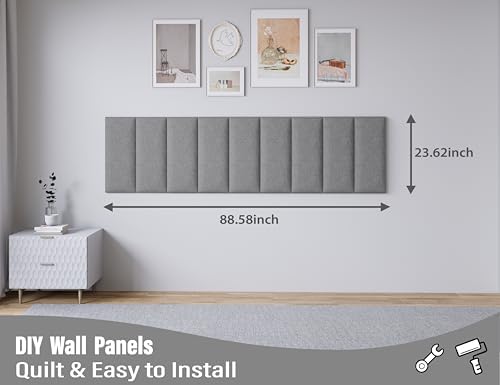 Peel and Stick Upholstered Headboard Full Size, 6 Panels