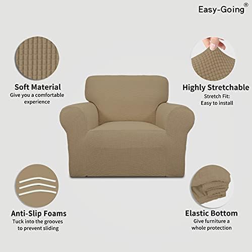 Easy-Going Stretch Oversized Chair Slipcover with Arm Washable Tan