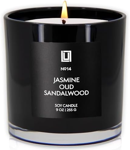 Lulu Candles Jasmine, Oud & Sandalwood Scented Soy Blend Jar Candle, 9 Oz.