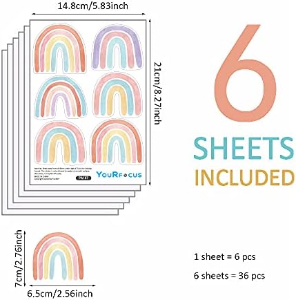 Small Pastel Rainbow Wall Decals for Playroom, Peel and Stick