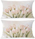 Funky White Tulip Floral Lumbar Pillow Covers 12x20, Set of 2