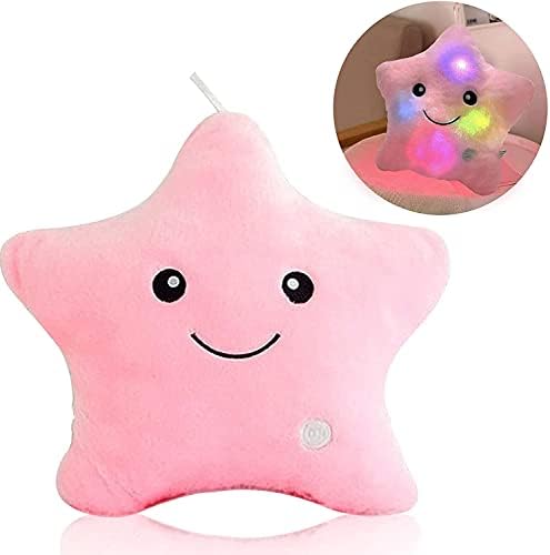 Glowing Star Pillows Decorative Throw Pillows, Cute Plush Doll Pillow Plush Toy for Girls Kids Christmas Birthday Childrens Day Gifts,Pink Stuffed Animals Throw Pillows for Bed,Lumbar,Sofa