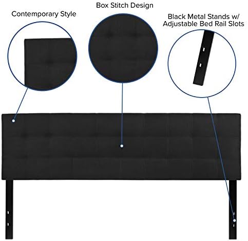 EMMA + OLIVER Black King Quilted Tufted Headboard