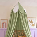 Bed Canopy with Scalloped Edge, 2 Panel Striped, Green