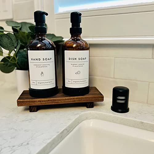 Wood Pedestal Soap Stand, Wood Riser (Antique Walnut)
