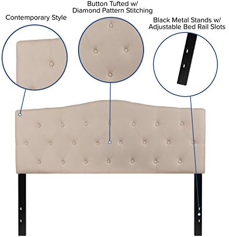 Flash Furniture Cambridge Tufted Upholstered Queen Size Headboard in Beige Fabric