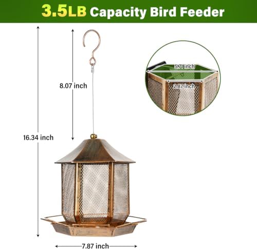 Bird Feeder 3.5LB Outside Metal Bird Feeders for Outdoor Hanging