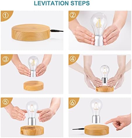 Floating Light Bulb Lamp, Magnetic Levitating Rotating Bulb Lamps, Levitating Wireless LED Bulb Desk Lamp Night Lights for Room Décor, Cool Gifts for Christmas, New Year, Birthday