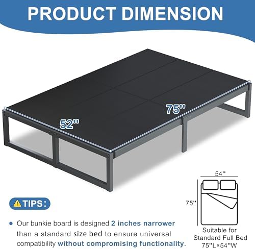 Lutown-Teen Bunkie Board Full High-Density Polymer Bed Support, Black