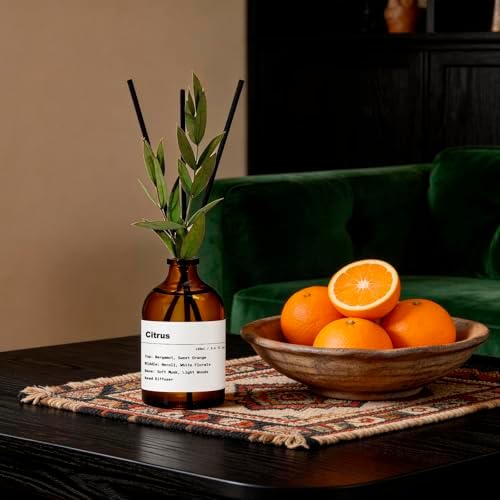 Reed Diffuser Set, Citrus Scent, 3.4 fl oz, Oil Diffusers with Sticks