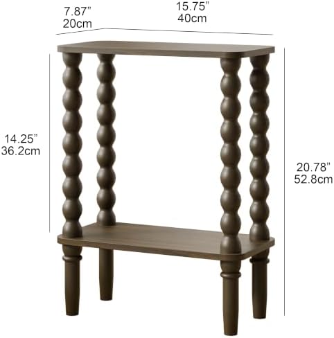 Veegle Narrow Side Table Small End Table for Small Spaces Walnut Brown