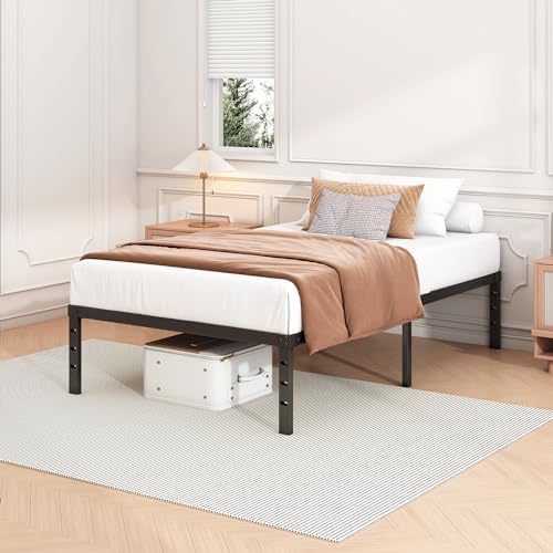 Hafenpo 18 Inch Twin Bed Frame, Under Bed Storage, Black