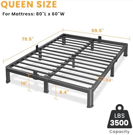 10 Inch Queen Size Metal Platform Bed Frame with Round Corners Leg