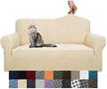 YEMYHOM Couch Cover Latest Jacquard Design High Stretch Sofa Covers for 2 Cushion Couch, Pet Dog Cat Proof Loveseat Slipcover Non Slip Magic Elastic Furniture Protector (Medium, Beige)
