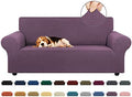 KEKUOU Stretch Loveseat Couch Cover, 2 Cushion Couch Slipcover,Dark Purple