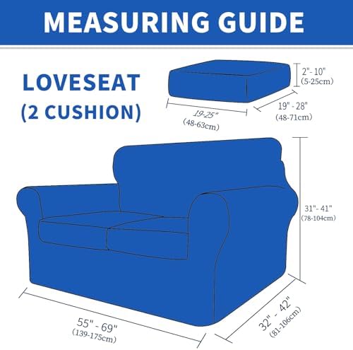 MAXIJIN 3 Pieces Stretch Sofa Covers for 2 Cushion Couch Loveseat Cover for Dogs Washable Love Seat Sofa Slipcovers Thick Soft Furniture Protector with Non Slip Strap (Light Gray, 55"-69")