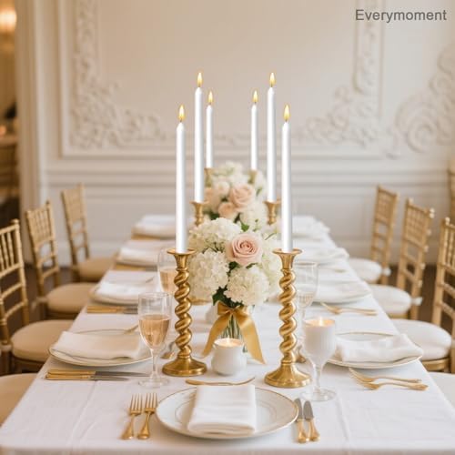 Everymoment White Taper Candles - 36 Pack 10 Inch Candlesticks - Dripless & Smokeless for 8 Hours - Unscented Paraffin Wax - Perfect for Wedding Christmas Halloween Holiday Dinner Table & Home Decor