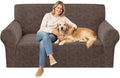 ZNSAYOTX Stretch Couch Cover, 1 Piece Sofa Covers for 2 Cushion Couch, Jacquard Loveseat Slipcovers with Elastic Bottom Thickened Furniture Protector for Dog Cat Pet (Medium, Brown)