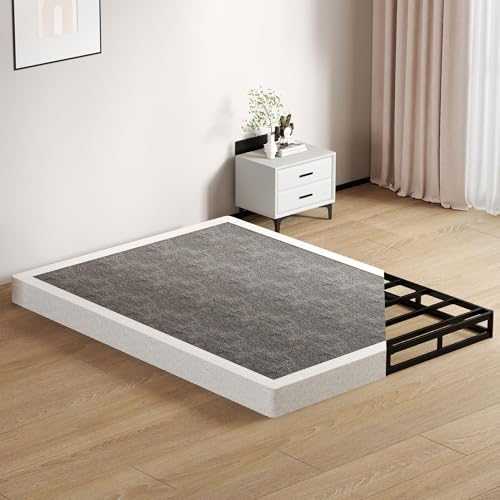 Full Size Box Springs - 5 Inch Low Profile Mattress Foundation No Noise Heavy Duty Metal Basics Bed Base with Clean Fabric Cover, Easy Assembly