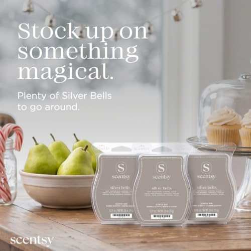 Scentsy Wax Melts, Silver Bells 3 Bar Set, Paraffin Wax Cubes, 7.8 oz