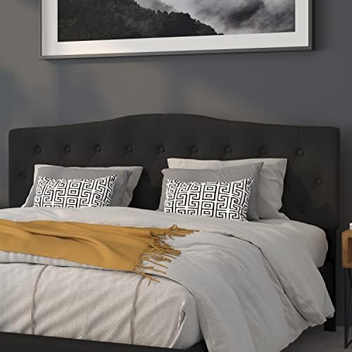 Flash Furniture Cambridge Tufted Upholstered King Size Headboard in Black Fabric