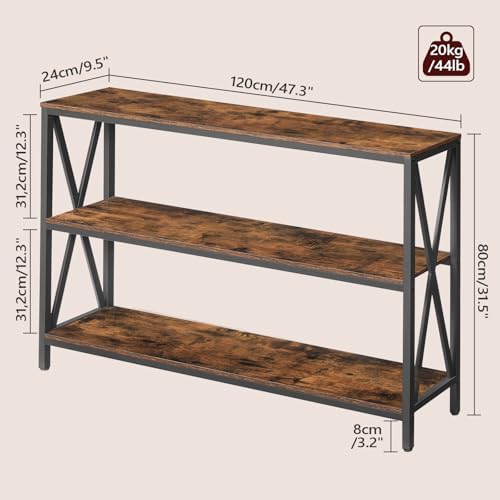 MAHANCRIS 47.2" Sofa Table, Industrial Console Table, 3-Tier Entryway Table
