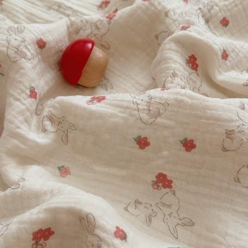 Rabbit Floral Muslin Duvet Cover Queen with Ruffles, No Pillows
