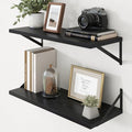 Axeman Deep Floating Shelves - 30 Inch Black Floating Shelves Set of 2-12 Inch Deep Wood Wall Shelves for Living Room Bathroom Kitchen