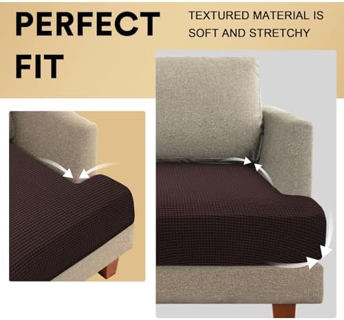 PrinceDeco Stretch T Cushion Sofa Slipcovers 3 Piece,Pets Friendly,Brown