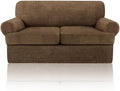 Sofa Covers 3 Piece T Cushion Sofa Slipcovers, Stretch Couch Cover with 2 Individual T Cushion Covers, Machine Washable Furniture Protector for Living Room(Chocolate, 2 Cushions)