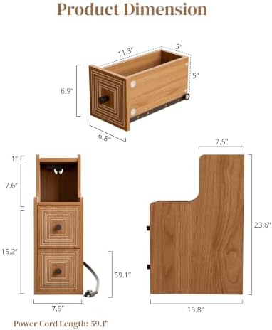 Set of 2 Narrow End Table with Charging Station