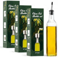 AOZITA Glass Oil Dispenser Bottle, 500ml | Pack of 3 | Includes Pourers and Funnel | Clear Design | For Kitchen