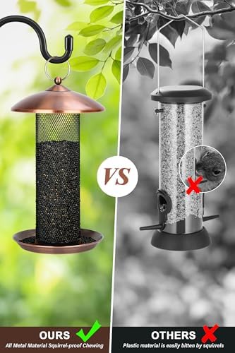 Gtongoko Finch Feeders for Outside All Metal Mesh Tube Bird Feeder Copper