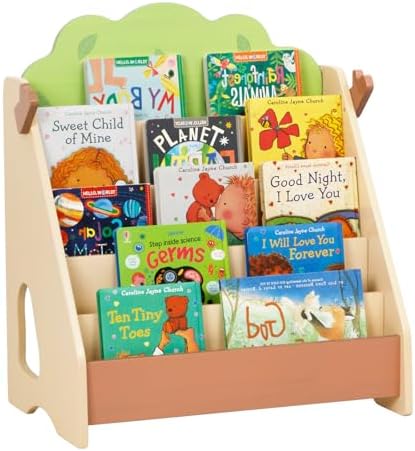 OOOK 5-Tier Toddler Montessori Bookshelf, Solid Wood Tree Bookshelf