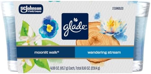 Glade 1-Wick 2in1 Scented Candle, Moonlit Walk & Wandering Stream, 2 Count