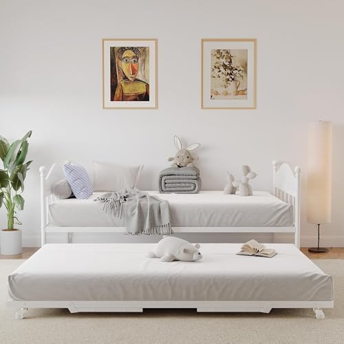 Garvee Twin Daybed with Trundle, Twin Bed Frame with with Stylish Headboard